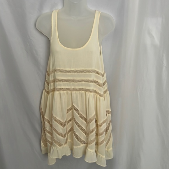 Free People Dresses & Skirts - Free People Intimately Women Creme Lace Inset Tunic Dress Size XS Boho Flowy